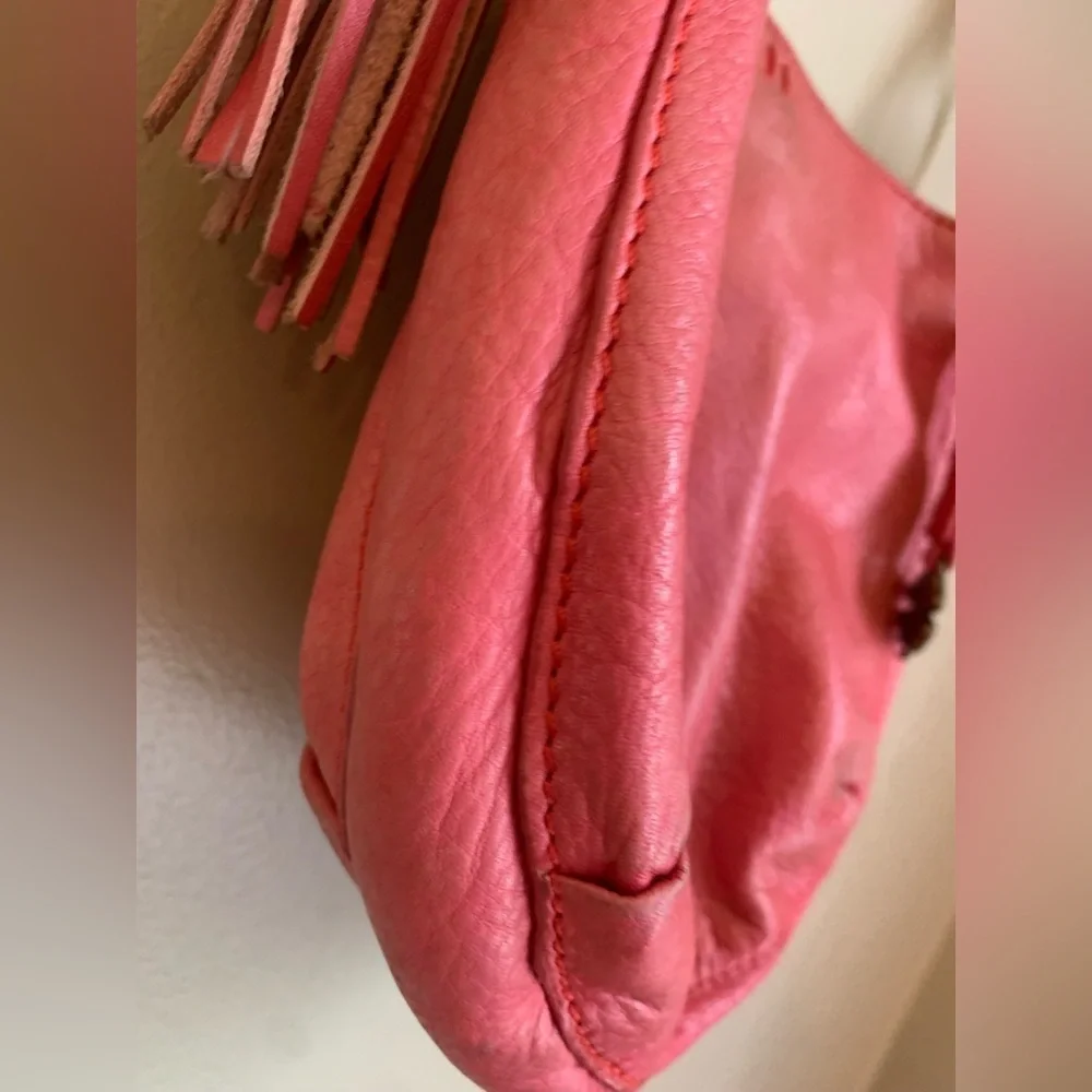 Lucky brand leather pink crossbody purse Bohemian boho hippie grungy festival